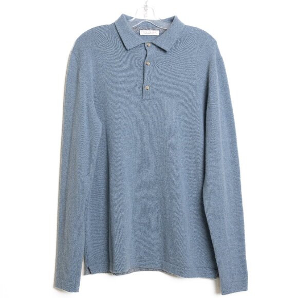 Luca Faloni Cashmere Polo Sweater French Blue XL Made in Italy - Picture 2 of 14